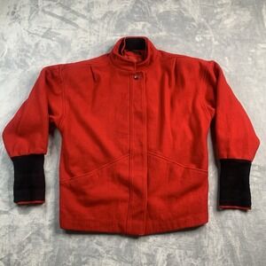 Vintage Saril Ltd. Wool Blend Red Button Coat Jacket Made In USA
